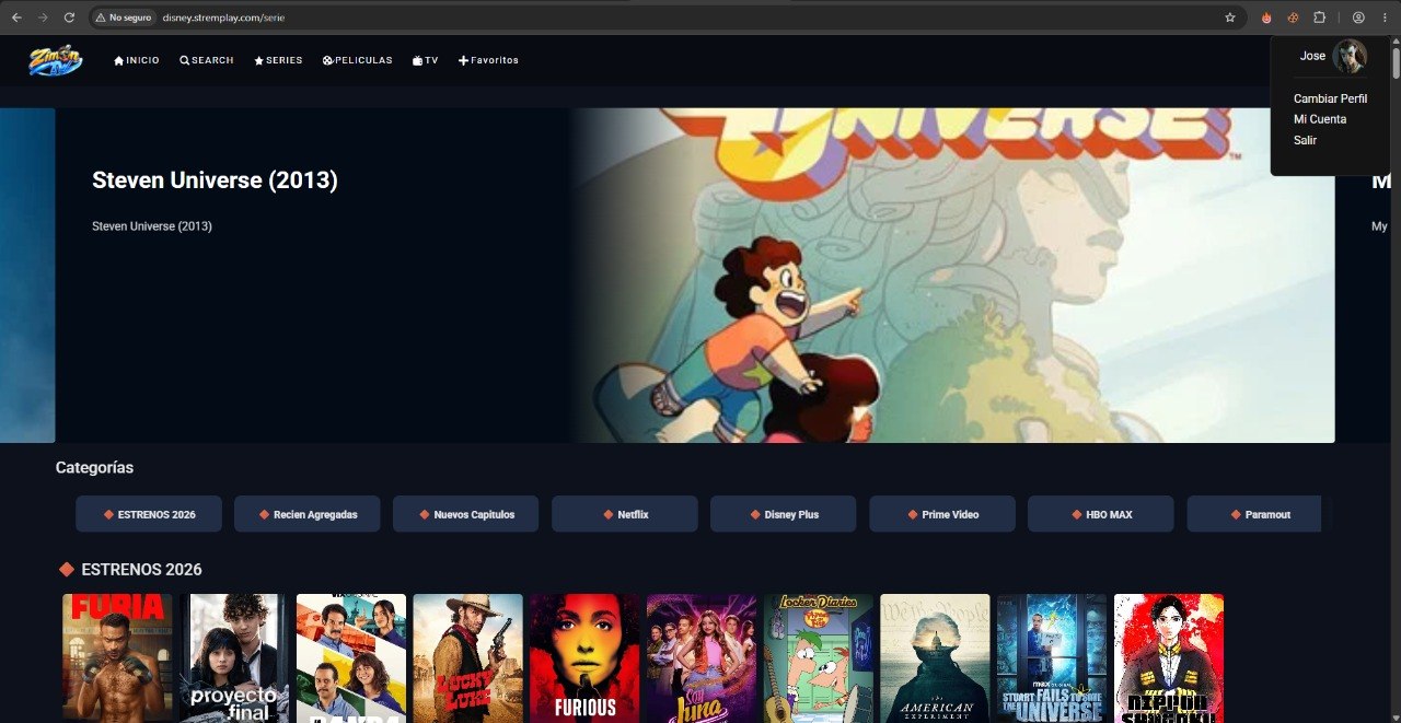 WEB PLAYER IPTV MODELO DISNEY+